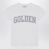 Golden Goose White T-shirt with Glitter Logo