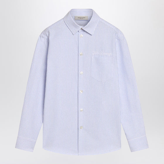 Golden Goose White/blue striped shirt with logo