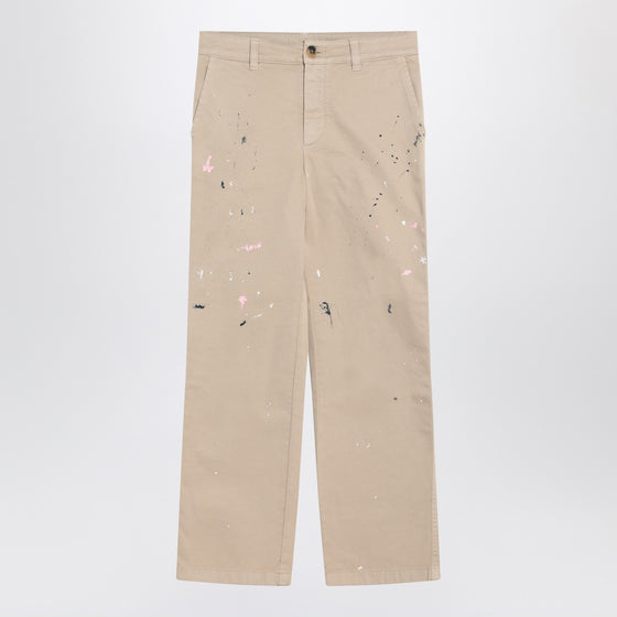 Golden Goose Beige trousers with splatter details