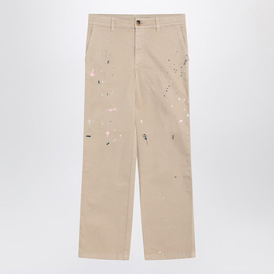 Golden Goose Beige trousers with splatter details