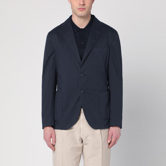 Santaniello Blue single-breasted jacket in cotton