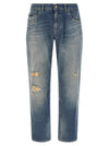 Dolce & Gabbana Destroyed Logo Plaque Jeans