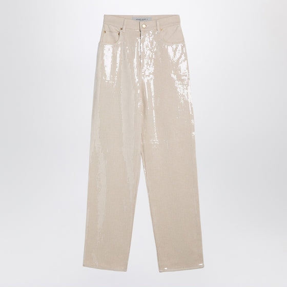 Golden Goose Trousers with transparent sequins écru