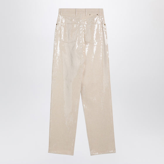 Golden Goose Trousers with transparent sequins écru