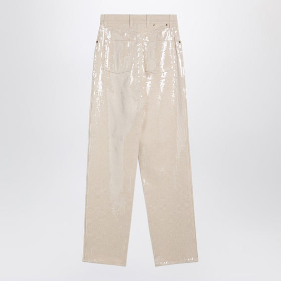 Golden Goose Trousers with transparent sequins écru