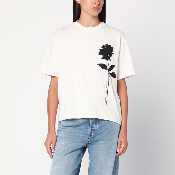 Golden Goose White T-shirt with rose