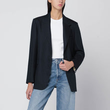  Golden Goose Blue pinstriped single-breasted blazer in wool