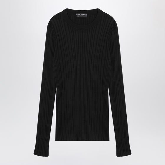 Dolce & Gabbana Dolce&Gabbana Black ribbed silk and cotton sweater
