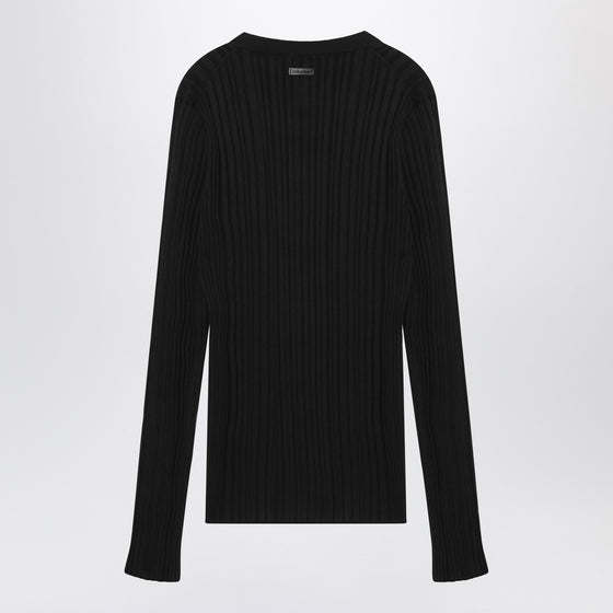 Dolce & Gabbana Dolce&Gabbana Black ribbed silk and cotton sweater
