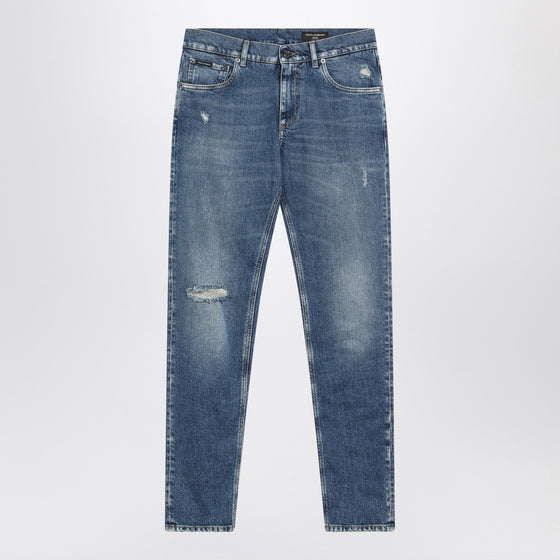 Dolce & Gabbana Dolce&Gabbana Faded-effect slim blue jeans