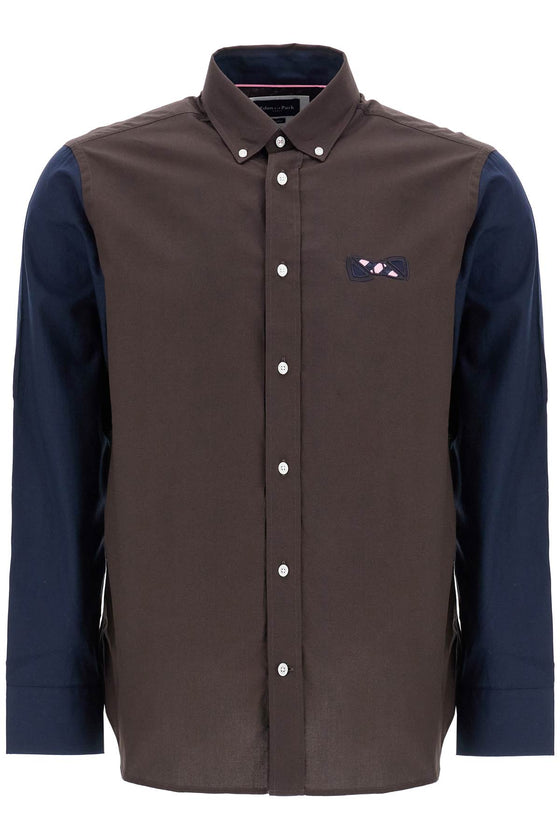 EDEN PARK men's brown and blue patterned long sleeve cotton shirt