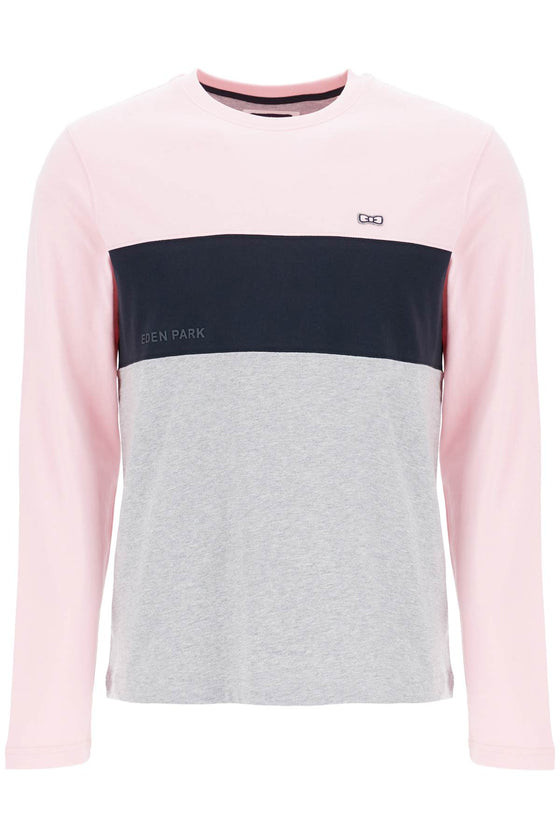 EDEN PARK long sleeve crew neck t-shirt in pink*** blue*** and gray cotton