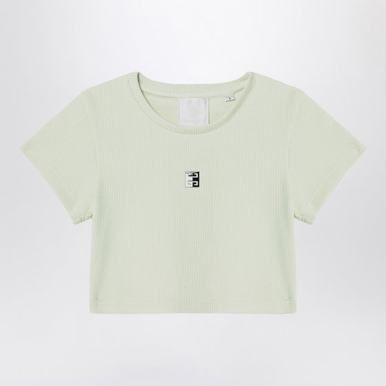 Givenchy Light green ribbed cropped T-shirt