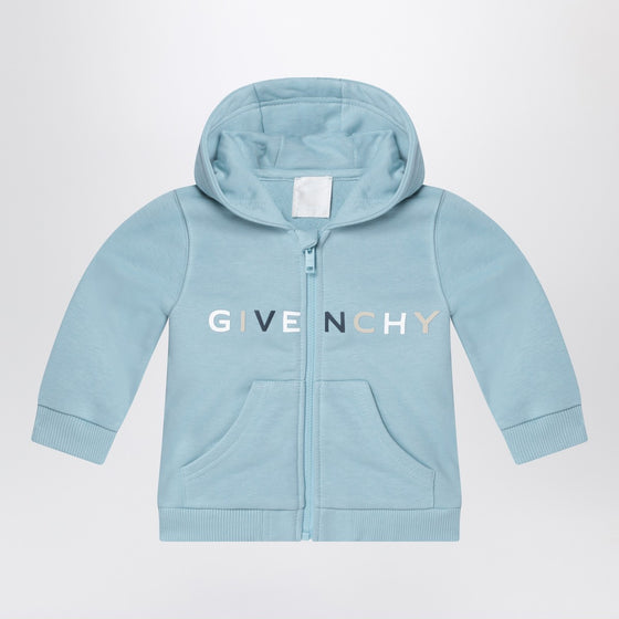 Givenchy Light blue zip hoodie with logo
