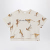 Givenchy Cream crop T-shirt with leopards