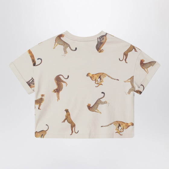 Givenchy Cream crop T-shirt with leopards