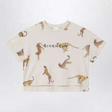  Givenchy Cream crop T-shirt with leopards