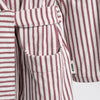 Tekla Bathrobe white/dark pink striped
