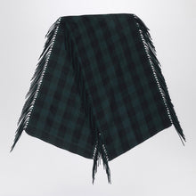 Destin British green check wool and cashmere shawl