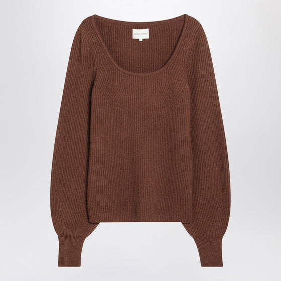 Loulou Studio Brown ribbed cashmere jumper