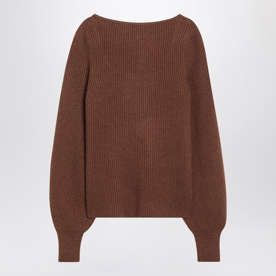 Loulou Studio Brown ribbed cashmere jumper
