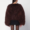 HALFBOY Short chocolate brown fur coat