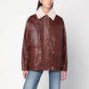 HALFBOY Brown leather jacket with shearling collar