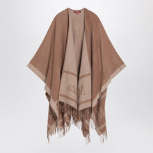  Max Mara Studio Camel color jacquard wool poncho