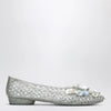 Heavenly Jelly Silver Hibiscus ballet flats in PVC with beaded flowers