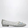 Heavenly Jelly Silver Hibiscus ballet flats in PVC with beaded flowers