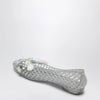 Heavenly Jelly Silver Hibiscus ballet flats in PVC with beaded flowers