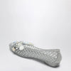 Heavenly Jelly Silver Hibiscus ballet flats in PVC with beaded flowers