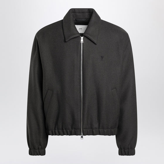Ami Paris Grey wool Ami De Coeur bomber