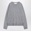 Ami Paris Gray Ami De Coeur sweater in wool and silk