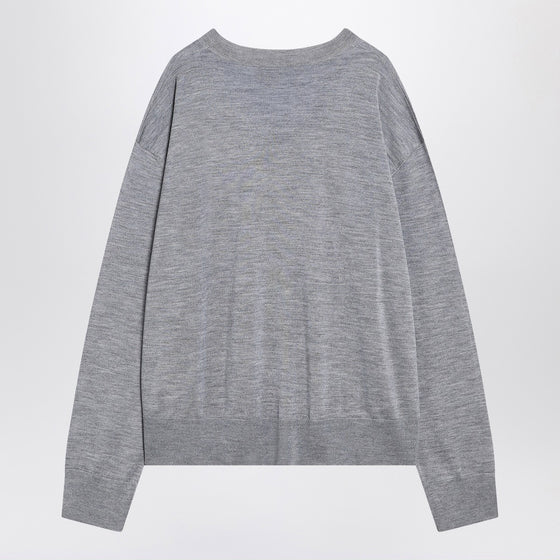 Ami Paris Gray Ami De Coeur sweater in wool and silk