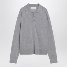  Ami Paris Grey wool and silk polo Ami De Coeur
