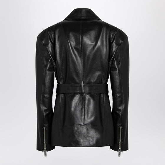 HALFBOY Black belted leather jacket