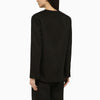 Loulou Studio Black double-breasted jacket in cotton and linen
