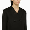 LouLou De Saison Black double-breasted jacket in cotton and linen