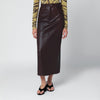 IVY OAK Burgundy leather midi skirt