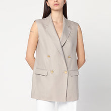  Tagliatore Beige double-breasted linen vest