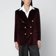  Tagliatore Bordeaux velvet double-breasted jacket