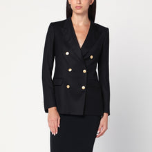  Tagliatore Black double-breasted jacket in wool and silk