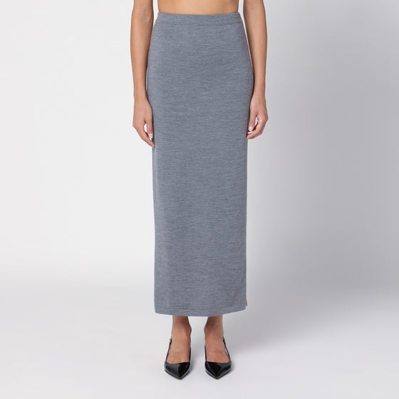 Moschino Beige/grey wool long skirt