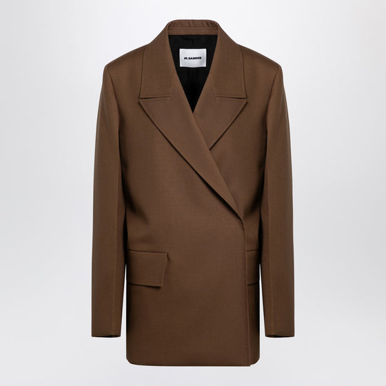 Jil Sander Brown wool double-breasted jacket