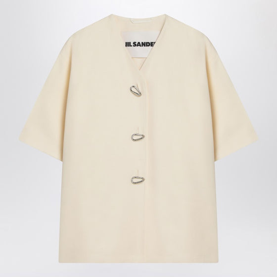 Jil Sander Ivory silk blend shirt jacket