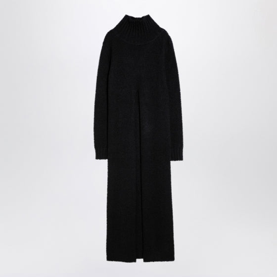 Jil Sander Long black alpaca turtleneck dress