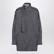  Jil Sander Grey wool shirt with scarf
