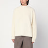 Jil Sander White ribbed crewneck sweater