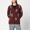 Jil Sander Brown cardigan with floral inlay